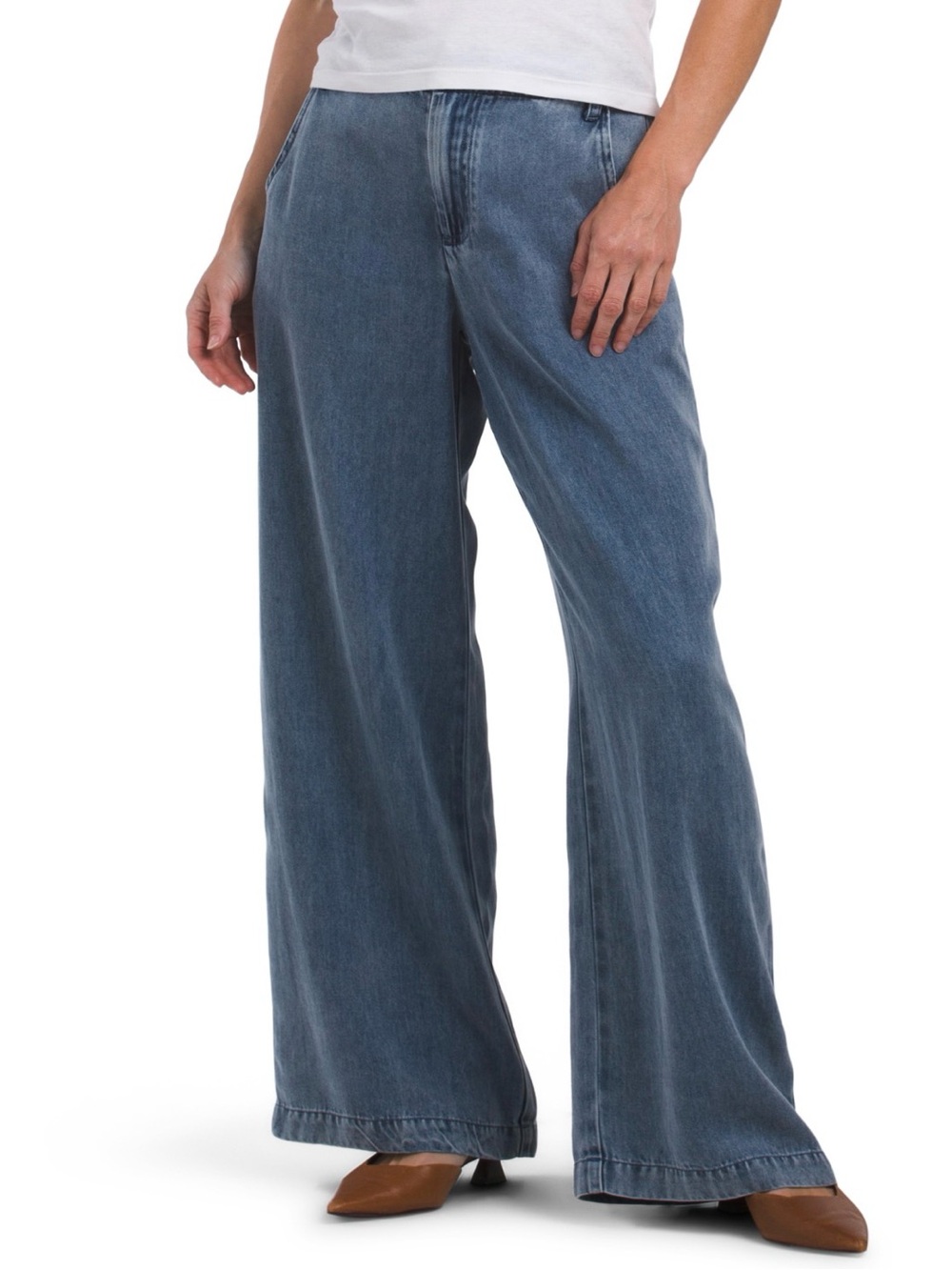 Women's Blue Denim Wide-Leg Jeans